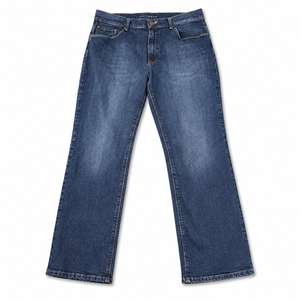 Mott‎ & Bow Straight Benson Mens Jeans 36x30 Stretch Blue Denim Casual Sanded